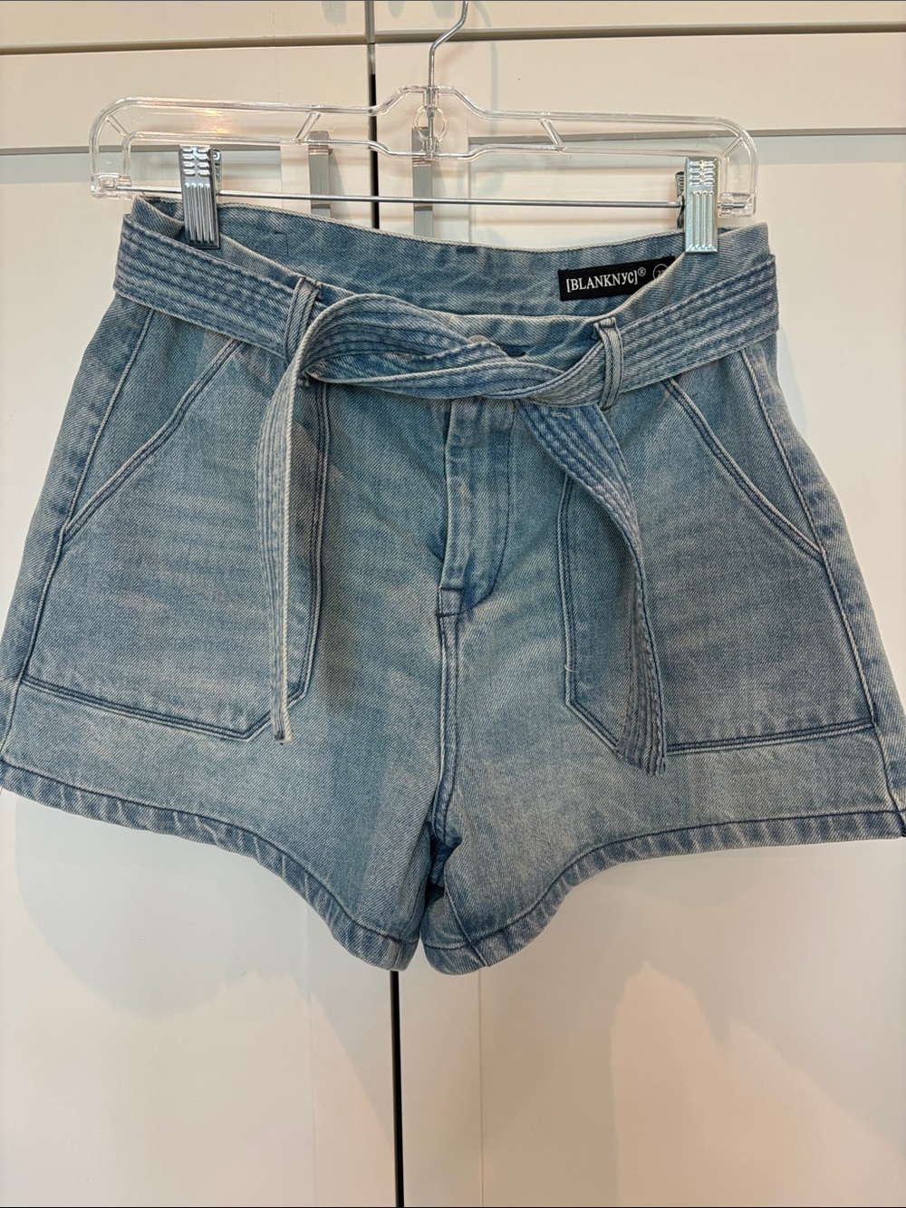 Blank NYC Light Wash High-Rise Paperbag Denim Shorts